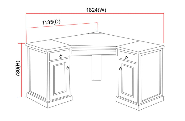 RIO (AUSSIE MADE) CORNER DESK - 1800(W) x 1100(D) - ASSORTED COLOURS