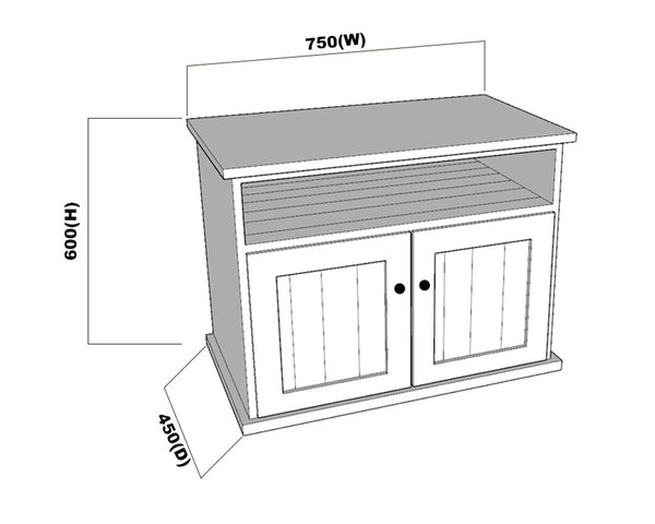 MUDGEE TV STAND (AUSSIE MADE) - 600(H) X 750(W) x 450(D) - ASSORTED COLOURS