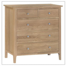 ROBINHOOD 5 DRAWER TOP-SPLIT CHEST (NT-2O3) - 950(H) X 950(W) - NATURAL OAK FINISH