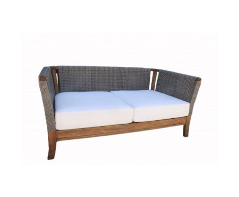 NEVIS OUTDOOR 2 SEATER SOFA - GREY & BROWN