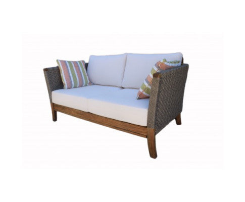NEVIS OUTDOOR 2 SEATER SOFA - GREY & BROWN