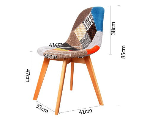 WENDIX SET OF 2 REPLICA OF EAMES DINING CHAIRS WITH 4 LEGS (MODEL: BA-BB-DSW-56FBX2) - MULTICOLOR FABRIC / BEECH