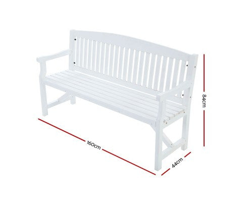 GANY OUTDOOR 2 SEATER OUTDOOR BENCH WITH ARMREST -840(H) X 1600(W)- WHITE