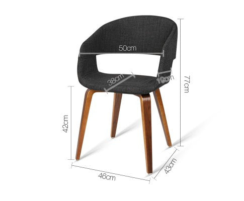 ABBIE SET OF 2 FABRIC UPHOLSTERED CHAIR - CHARCOAL