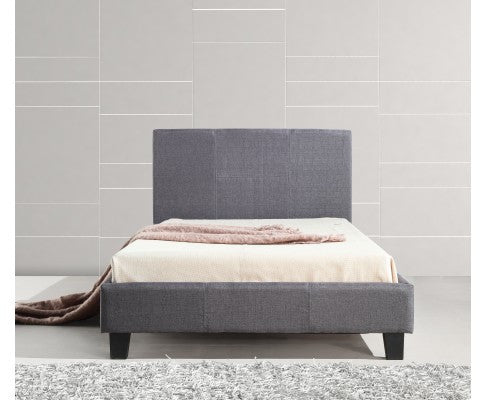 KING SINGLE MATINO LINEN FABRIC BED FRAME - GREY
