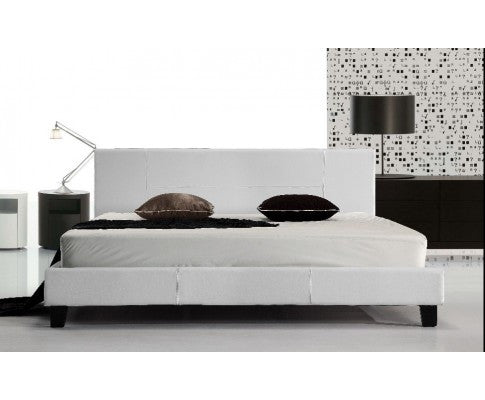 LEXUS KING LEATHERETTE BED FRAME -WHITE