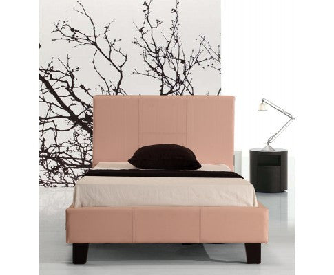 SINGLE MARSHELLOW LEATHERETTE BED FRAME - PINK