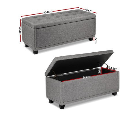 CLASSIC FABRIC STORAGE BLANKET BOX - 440(H) X 1040(L) -LIGHT GREY