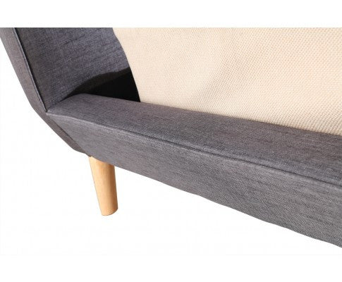DELUXE DOUBLE FABRIC BED FRAME WITH TUFTED HEADBOARD- GREY