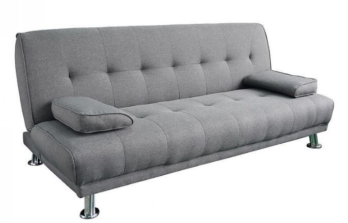 BRANDIN 3 SEATER FABRIC SOFA BED WITH ARMREST - LIGHT GREY