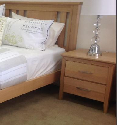 WESTHELM (AUSSIE MADE) 2 DRAWER BEDSIDE TABLE - TASSIE OAK COMBINATION - ASSORTED COLOURS