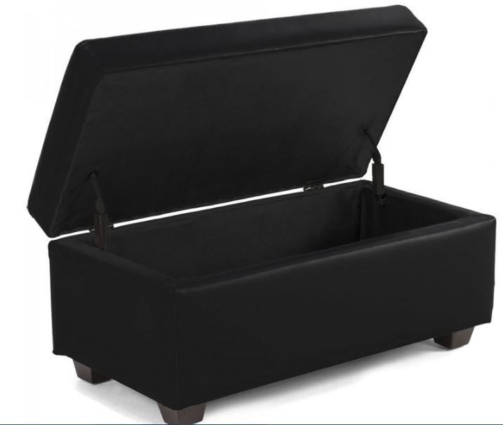 BENEDICTA MEDIUM LEATHERETTE UPHOLSTERED OTTOMAN - 430(H) X 800(L) -BLACK