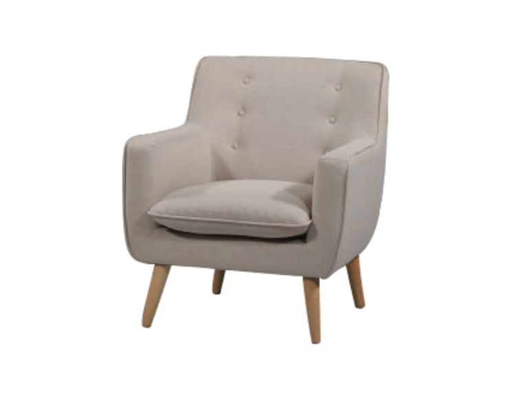 GEORGIA FABRIC UPHOLSTERED CHAIR WITH FOOT STOOL -LINEN
