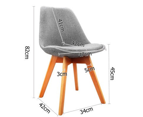 DASH SET OF 2 DINING PADDED CHAIR - FABRIC GREY / BEECH