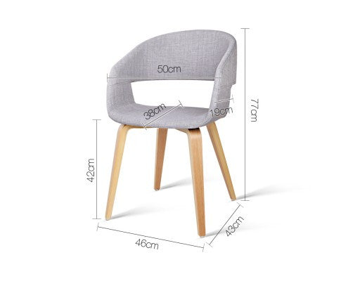 ABBIE SET OF 2 FABRIC UPHOLSTERED CHAIR - LIGHT GREY
