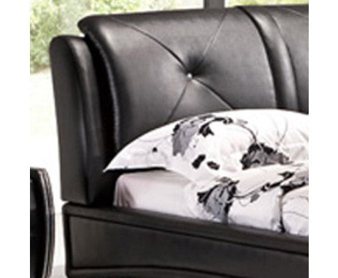 QUEEN JULIAN LEATHERETTE BED FRAME WITH TUFTED HEADBOARD - BLACK