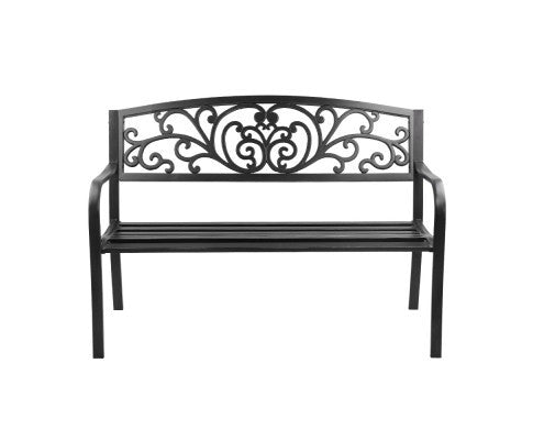 BENTILE OUTDOOR 3 SEATER METAL BENCH WITH ARMREST -850(H) X 1270(W)-BLACK