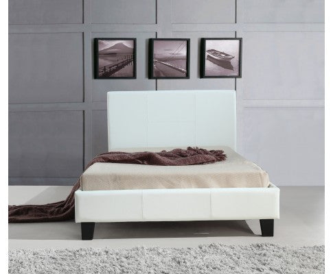 KING SINGLE MARTIAN LEATHERETTE BED FRAME - WHITE