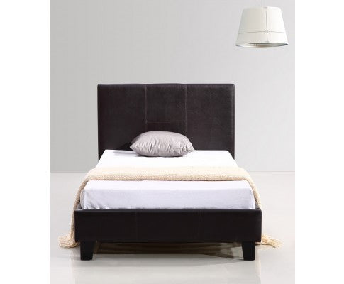 SINGLE MARSHELLOW LEATHERETTE BED FRAME - BROWN