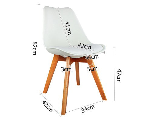 DASH SET OF 4 DINING CHAIR - LEATHERETTE SEAT - WHITE / BEECH