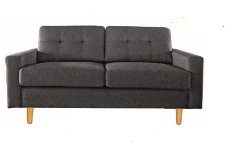 LILLY 2 SEATER FABRIC SOFA - BLACK