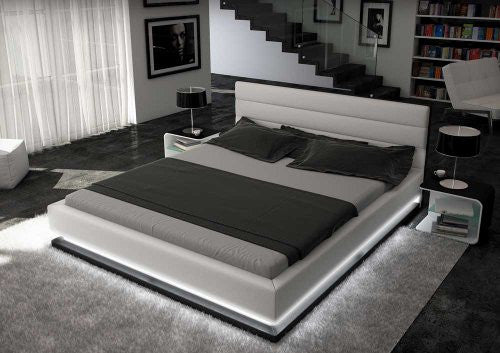 VENETO (3003) KING 3 PIECE BEDSIDE BEDROOM SUITE (WITH MODENA #25 BEDSIDES) - LED LIGHTS - LEATHERETTE - ASSORTED COLOURS