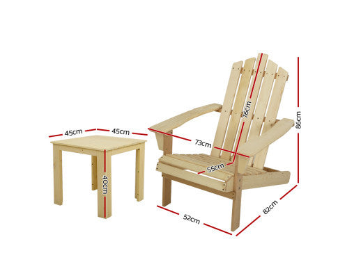 HADLEY 3 PIECE OUTDOOR LOUNGE SETTING - LIGHT WOOD