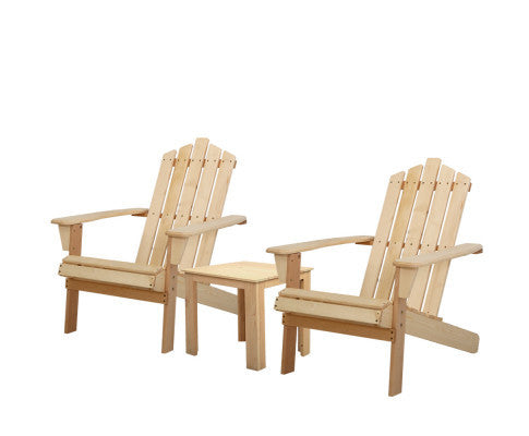 HADLEY 3 PIECE OUTDOOR LOUNGE SETTING - LIGHT WOOD
