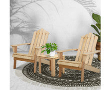 HADLEY 3 PIECE OUTDOOR LOUNGE SETTING - LIGHT WOOD