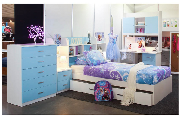 ICICLE SINGLE OR KING SINGLE 4 PIECE (STUDY DESK) BEDROOM SUITE - NATURAL / BLACK