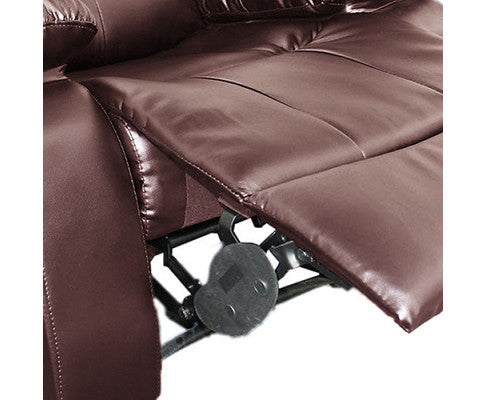 HANNY 3 SEATER BONDED LEATHER RECLINER - BROWN