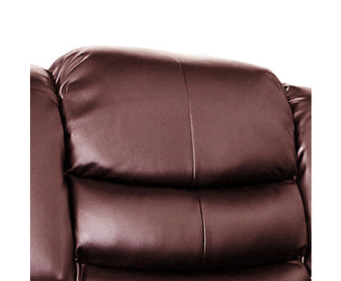 HANNY 3 SEATER BONDED LEATHER RECLINER - BROWN