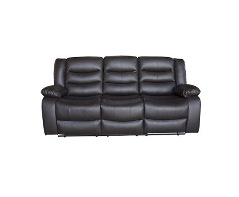 ROCKY 3 SEATER PU LEATHER RECLINER - BROWN
