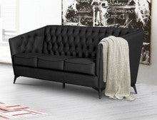 TRIBECA 3 SEATER LEATHERETTE SOFA - BLACK