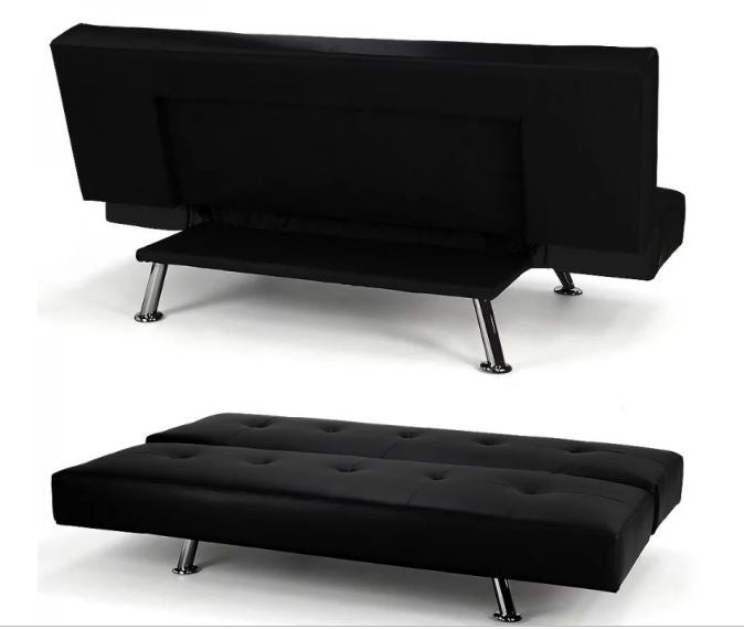 ELIZA 3 SEATER LEATHERETTE SOFA SOFA BED - BLACK