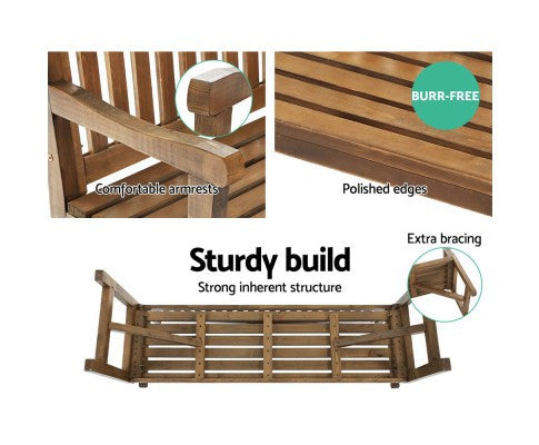 GANY OUTDOOR 2 SEATER OUTDOOR BENCH WITH ARMREST -840(H) X 1600(W)- NATURAL LACQUER