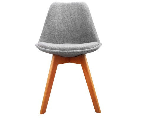DASH SET OF 2 DINING PADDED CHAIR - FABRIC GREY / BEECH