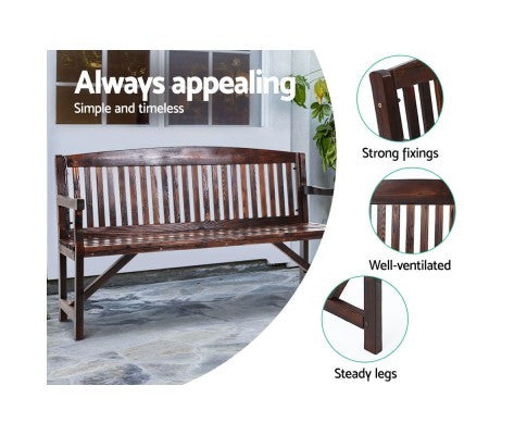 GANY OUTDOOR 3 SEATER OUTDOOR BENCH WITH ARMREST -840(H) X 1600(W)- CHARCOAL LACQUER