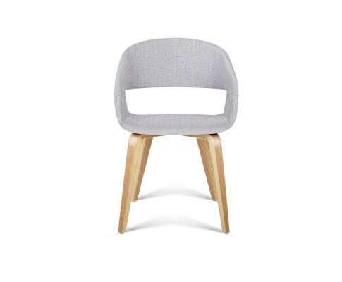 ABBIE SET OF 2 FABRIC UPHOLSTERED CHAIR - LIGHT GREY