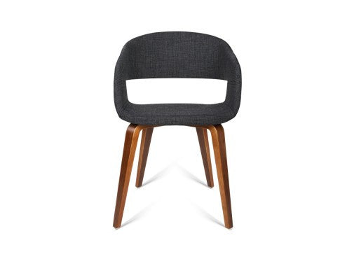 ABBIE SET OF 2 FABRIC UPHOLSTERED CHAIR - CHARCOAL