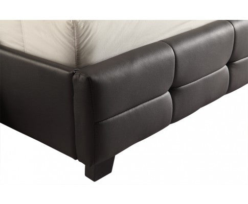 KING WALTERS LEATHERETTE BED FRAME WITH TUFTED HEADBOARD - BLACK
