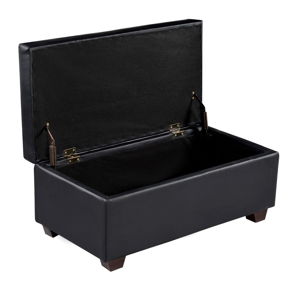 AMARIS LEATHERETTE STORAGE OTTOMAN (OTM-SOFA2-22-BK) -380(H) X 795(W) - BLACK