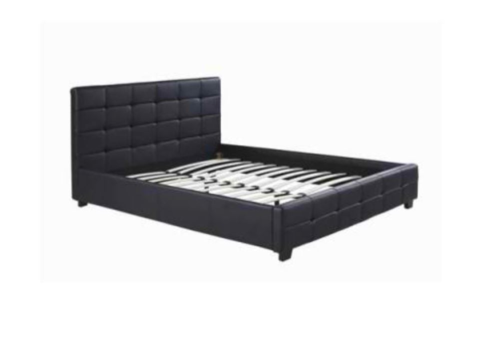 QUEEN BRAVO (V43-BED-BRVQBL) LEATHERETTE BED - BLACK