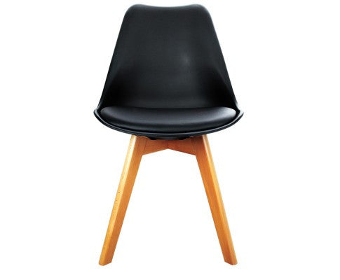 DASH SET OF 4 DINING CHAIR - LEATHERETTE SEAT - BLACK / BEECH