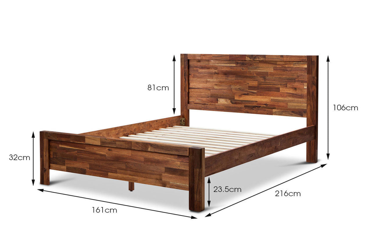 PHILLIPE KING 4 PIECE TALLBOY BEDROOOM SUITE - ACACIA - JAVA RUSTIC
