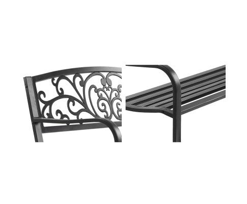 BENTILE OUTDOOR 3 SEATER METAL BENCH WITH ARMREST -850(H) X 1270(W)-BLACK