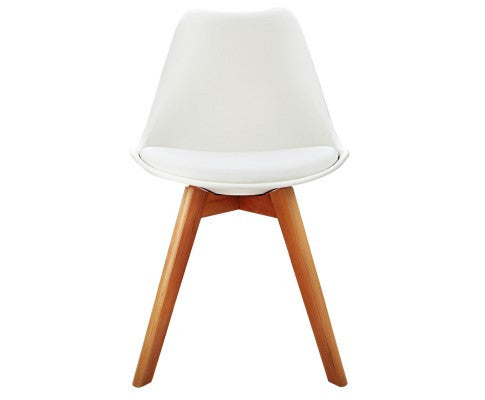 DASH SET OF 4 DINING CHAIR - LEATHERETTE SEAT - WHITE / BEECH