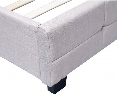 KING DELUXE FABRIC BED FRAME WITH TUFTED HEADBOARD - BEIGE