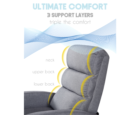 HARAN LINEN FABRIC RECLINER ARMCHAIR - GREY
