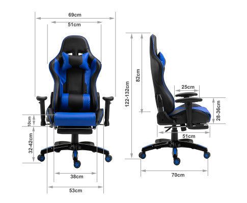 NIXON RECLINER OFFICE COMPUTER CHAIR - BLACK & BLUE